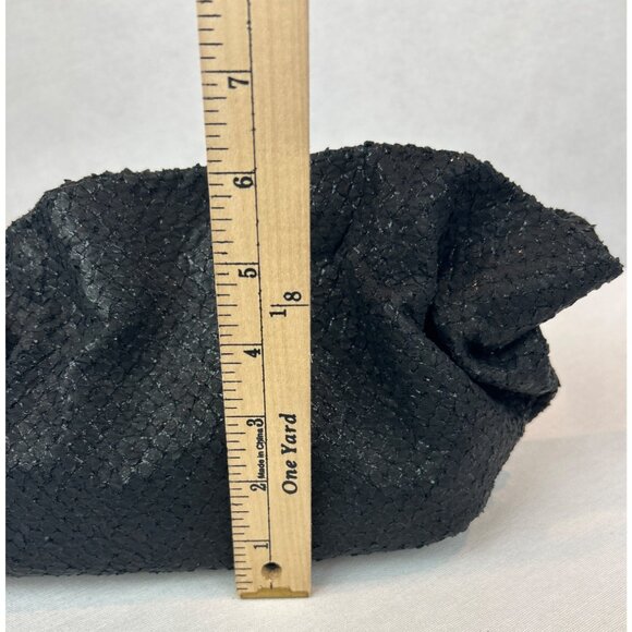 Anthropologie Jory Metallic Chain Clutch Ruffle Black Evening - Picture 11 of 11